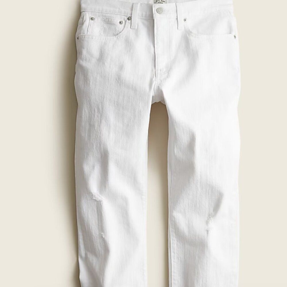 J. Crew AO671 Slim Boyfriend White distressed frayed hem jeans size 25 NWT